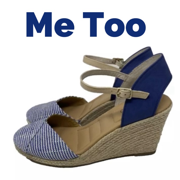 Me Too Womens Bali Blue Striped Espadrilles Textile Size 10m Wedge Heels Sandals